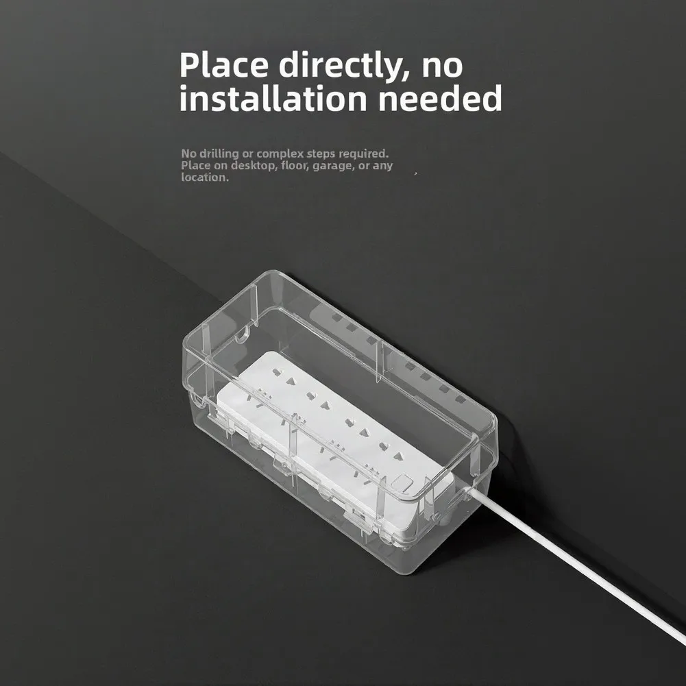 Waterproof Power Strip Protection Enclosure with 4 Socket Slots PC Housing 283x110x110mm Indoor Outdoor Application