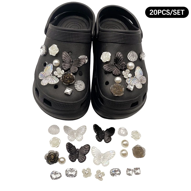 1Set Fashion Flower Butterfly DIY Clogs Shoe Buckle Vintage Designer Croc Charms Girls Shoe Decorations Women Elegant Clogs