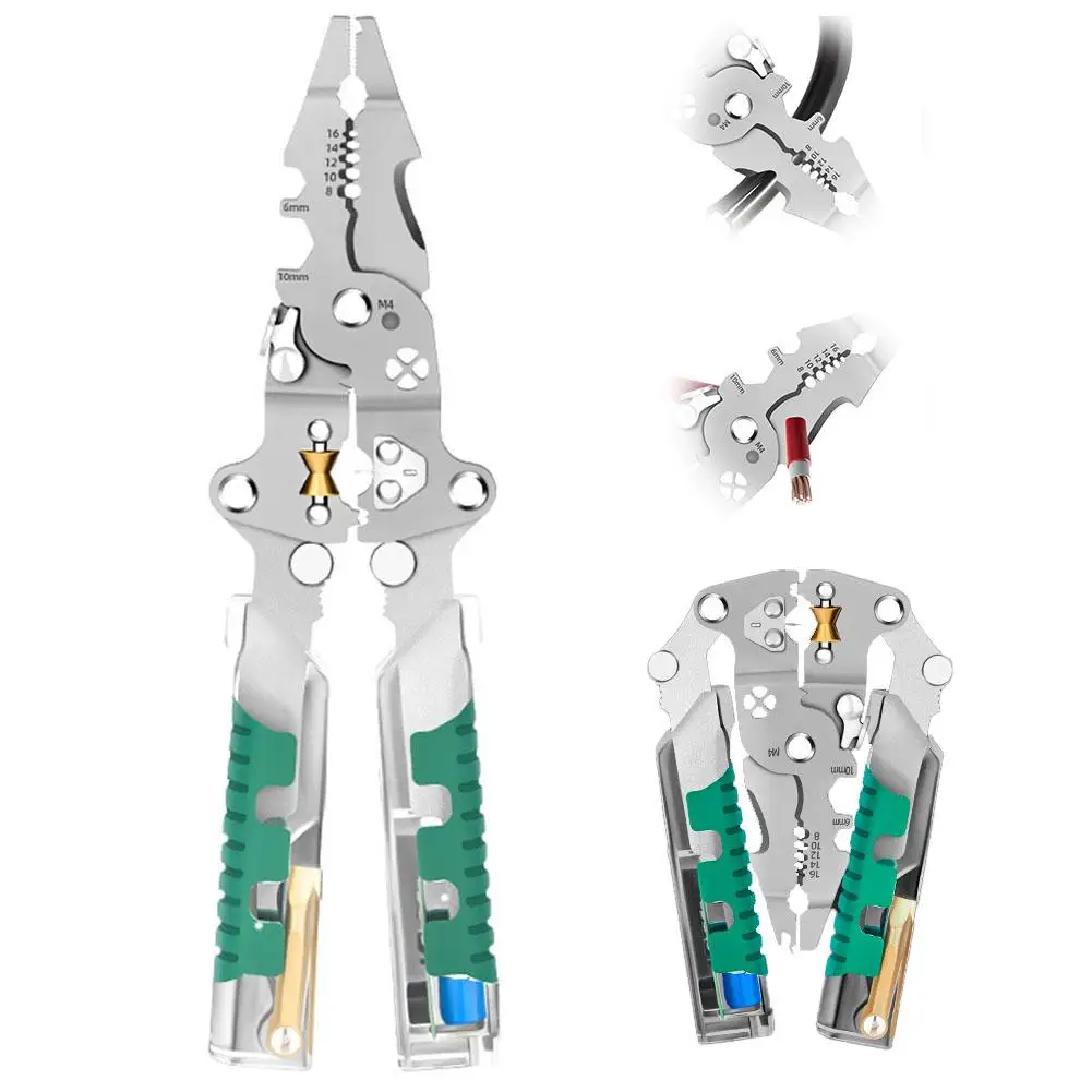 متعددة الوظائف للطي سلك متجرد 2025 جديد المكشكش مع مفك البراغي هوك سكين سداسية وجع سلك الفاصل