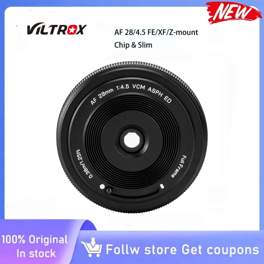 

VILTROX AF 28mm F4.5 Полнокадровый объектив с автофокусом в стиле ретро, тонкий для Fujifilm X Sony E Nikon Z Mount Sony E Mount A7C A7M5