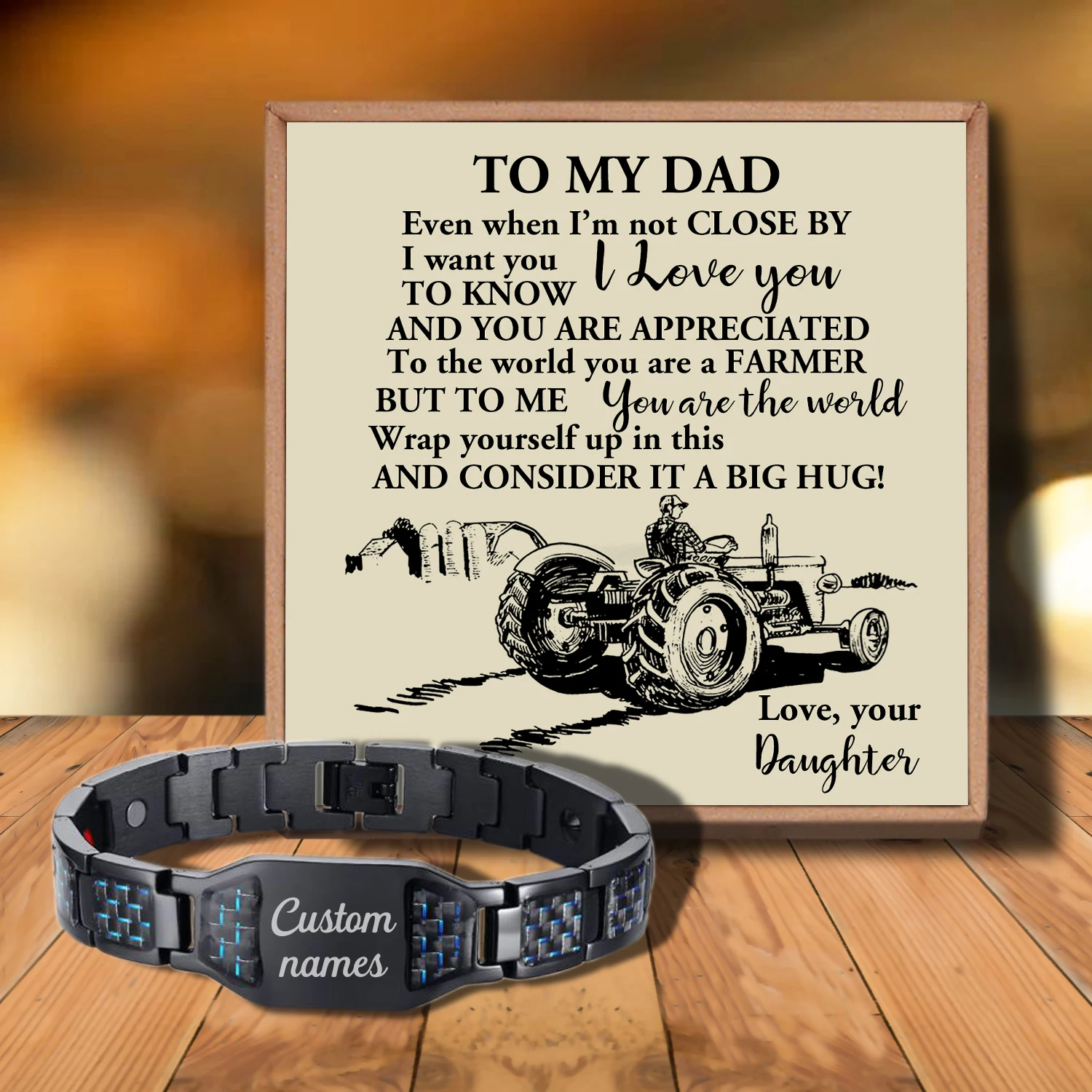 

Sac3215 To My Dad Never Feel That You Are Love from Love Daughter Customizable Message Card Bracelet for Birthday Anniversary