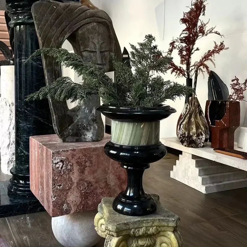 Modern simple and creative marble flower ware, high-end clubhouse soft decoration, sales office, desktop coffee table, living