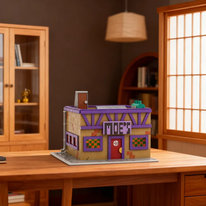 

1736 деталей MOC: Модульная модель таверны Moe's (уличный пейзаж), конструктор, креативный подарок, декор для демонстрации, сборная модель премиум-класса для взрослых и детей