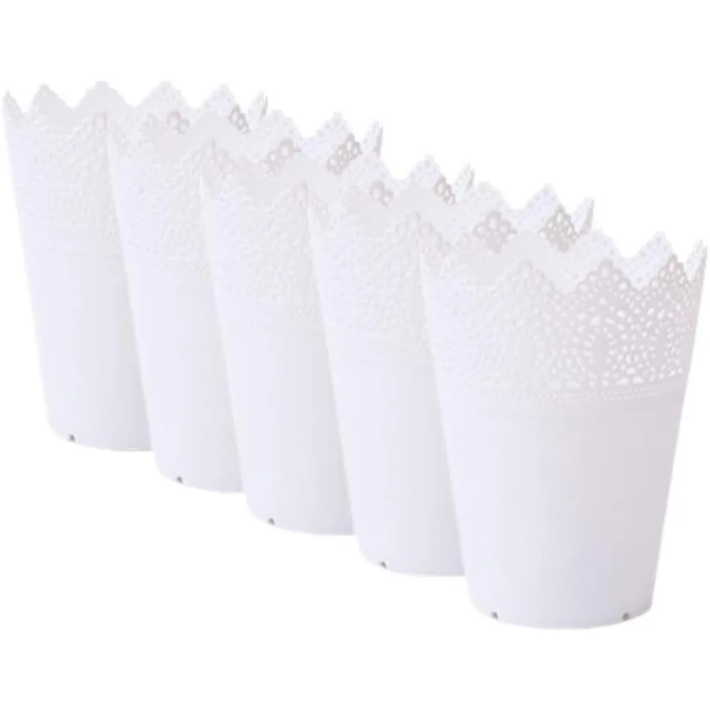

5 Pack 5.5 High Plastic Planters,Storage Bins,Planter Nursery Pots,Indoor Planter Flower Pots,Succulent/Plant Pot or Make Up Pen