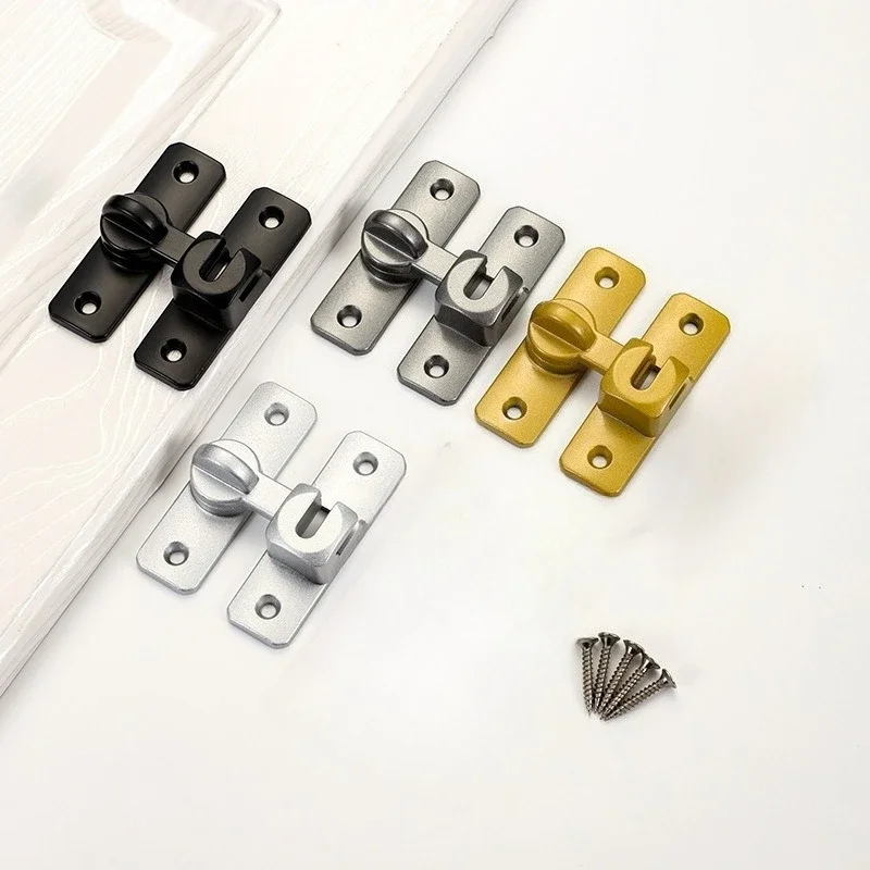 6 Sets Barn Door Latches Black/Grey/Gold/Silver 90/180 Degree Gate Lock Zinc Alloy Hardware Security Sliding for Cabinets