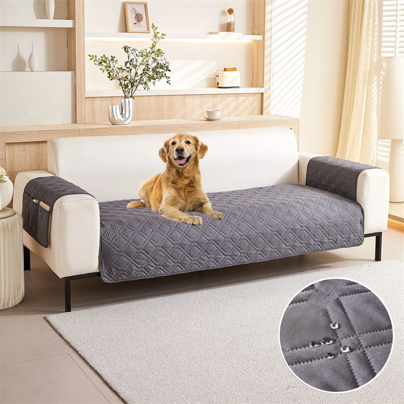 

1/2/3/4Seater Waterproof Sofa Covers Kids Dog Pets Couch Slipcovers Solid Color Backrestless Armchair Covers Furniture Protector