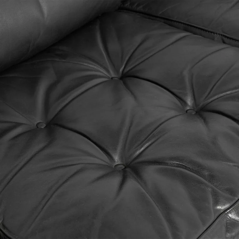 Medieval black leather sofa large flat sofa living room