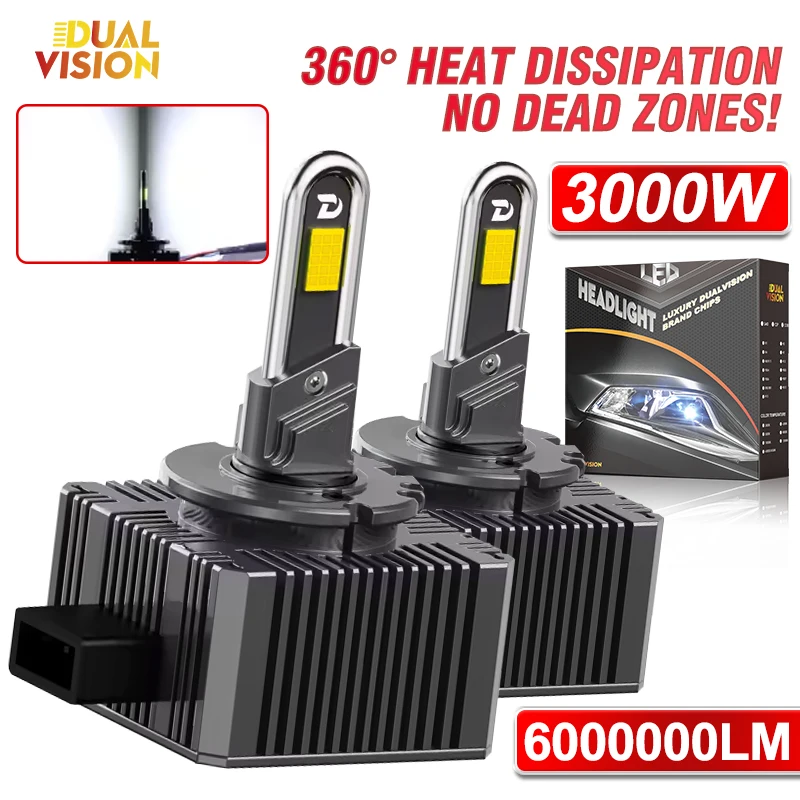

Dualvision D1S D3S LED Lights Xenon HID Kit D2S D4S LED Headlight Canbus 6000000LM Car Lights Bulbs Turbo Lamp Plug&Play 6500K