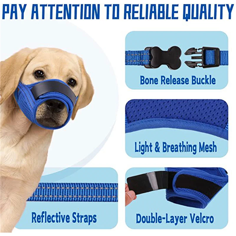 Pet Muzzle Dog Muzzle Anti Biting Barking and Chewing，with Comfortable Mesh Soft Fabric and Adjustable Strap,  Loop Muzzle Anti-