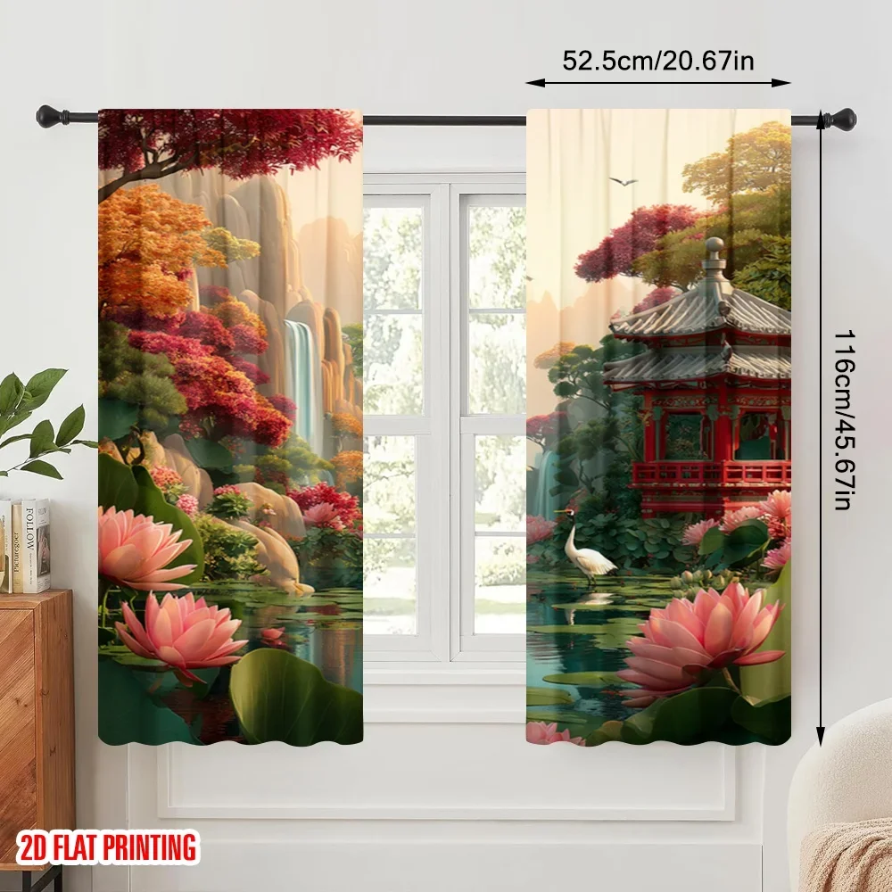 Vibrant 2D Landscape Mural Curtains for Living Room Home Decor Digital Print Window Drapes