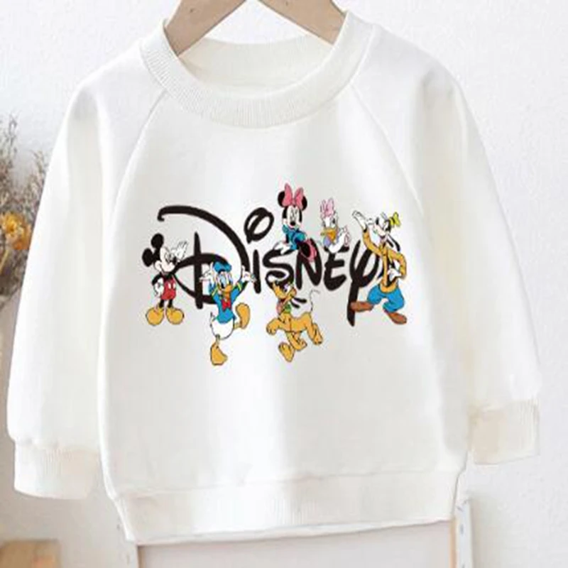 Kid Boy Long Sleeve Tshirts Baby Girl Spring Autumn Sweatshirt Clothes Cartoon Mickey Mouse Minnie Donald Cotton Tee Pajama Tops