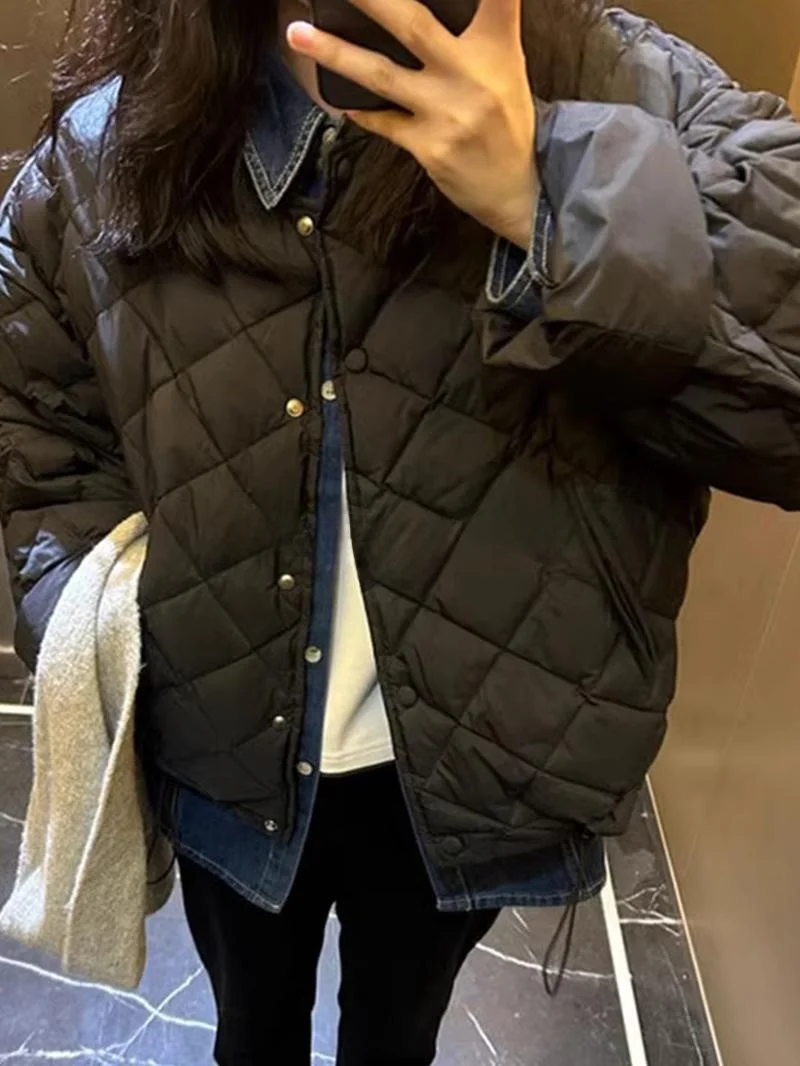 

ROUJE KEFSS Women's Loose ort down Jaet 2024 Winter Lightweight Du Feather Coat Sli Commute Autumn Winter Outerwear