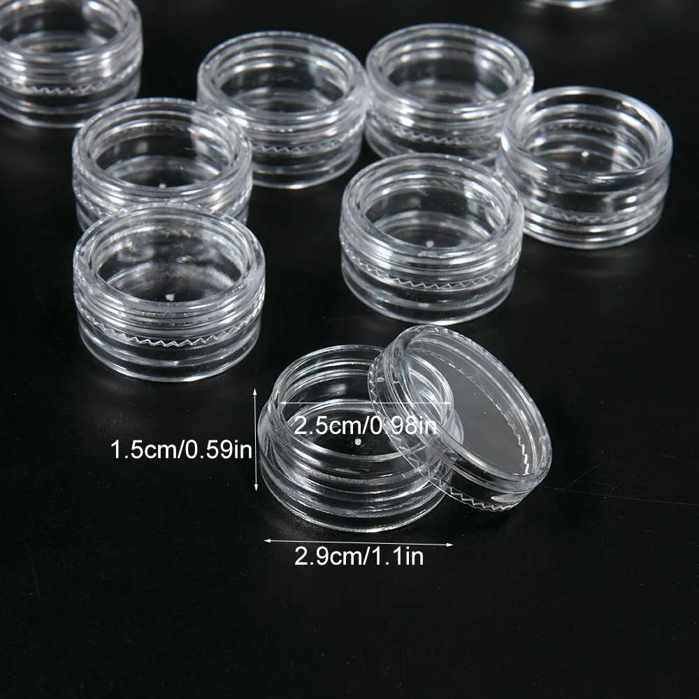 50Pcs/set Transparent Plastic Jewelry Bead Storage Box Small Bottom Round Container Jars Make Up Organizer Storage Boxes