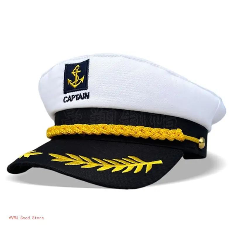 Kids Yacht Boat Ship Captain Cosplay Hat Marine Embroidered