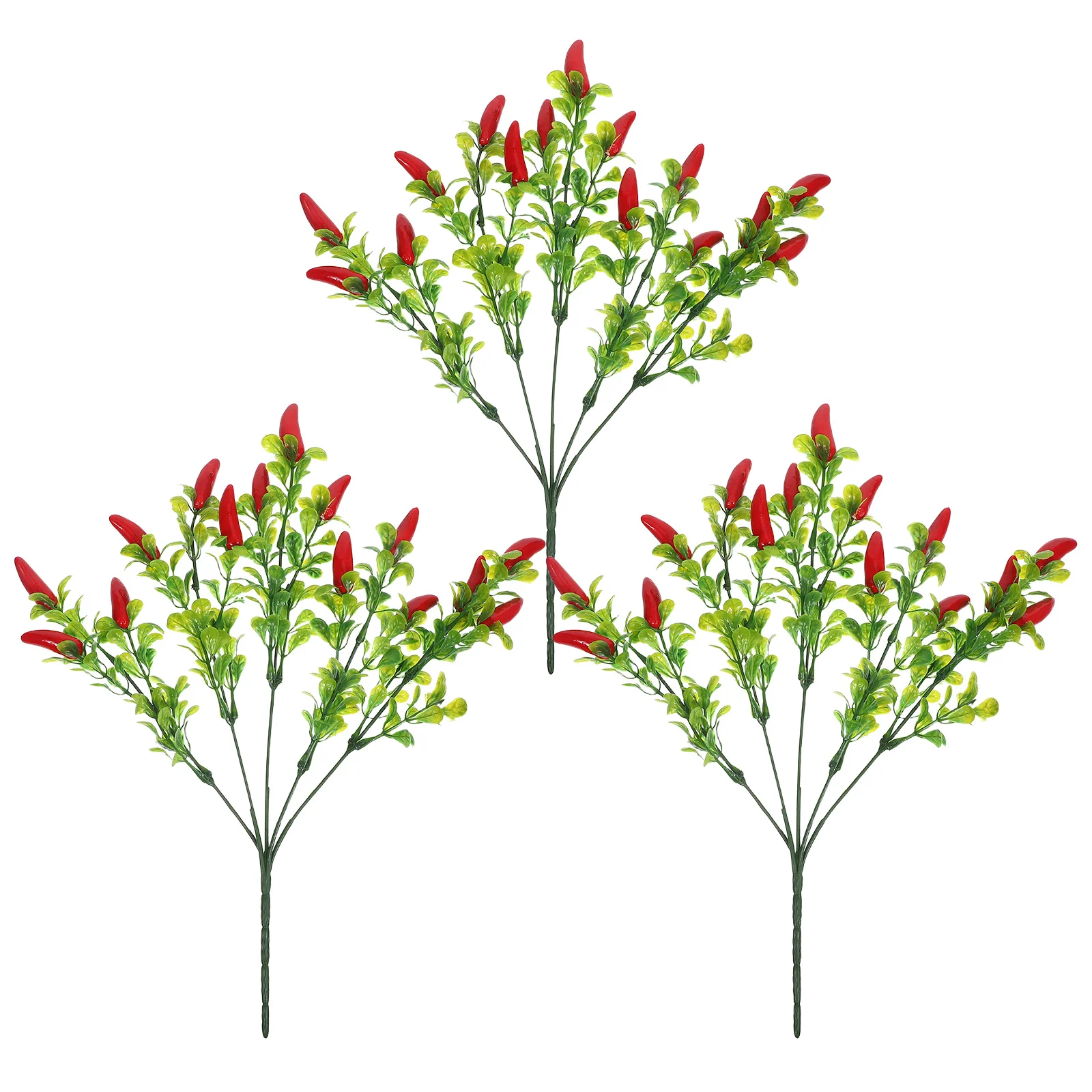 

Artificial Stems Pepper 3pcs Lifelike Fake Chili Pepper Decor for Crafts Green Vegetable Simulation Faux Red Berry Stems
