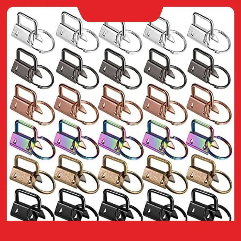 

180 шт., брелок для ключей, 1 дюйм, 6 цветов, брелок для ключей, фурнитура для браслета с кольцом для ключей