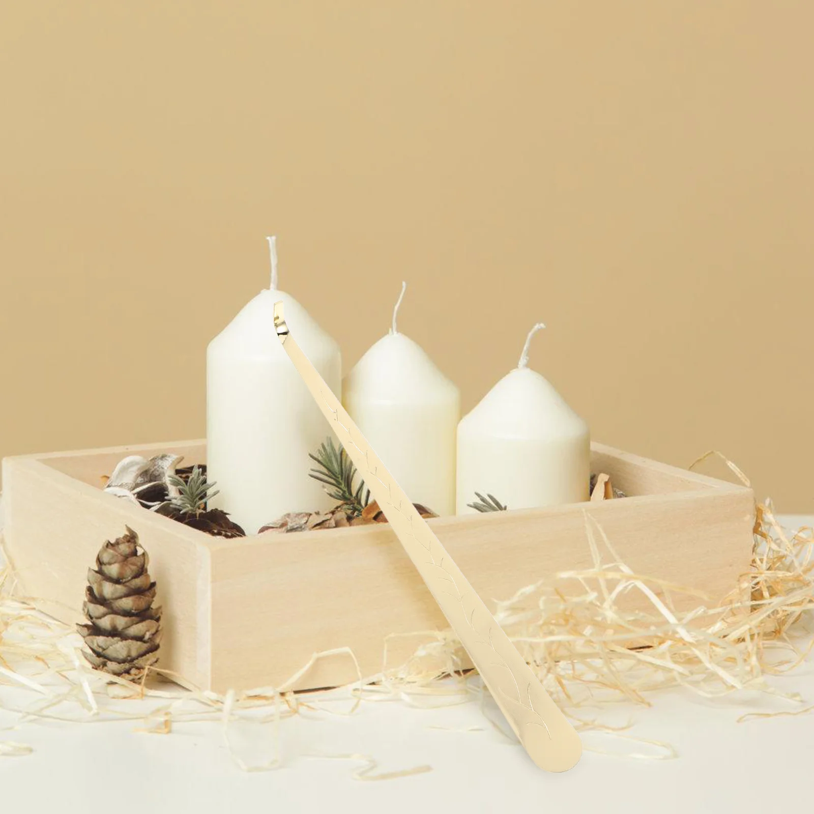 

2Pcs Stainless Steel Wick Dipper Hook Gold Long Handle Extinguisher Tool Smoke- Snuffer for Home Outdoor