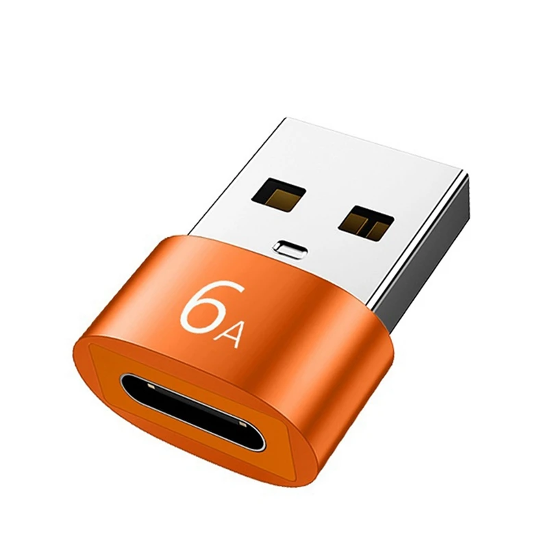 2Pcs 6A Type C To USB 3.0 OTG Adapter USB C Female To USB Male Converter For  Samsung Xiaomi Huawei, Orange