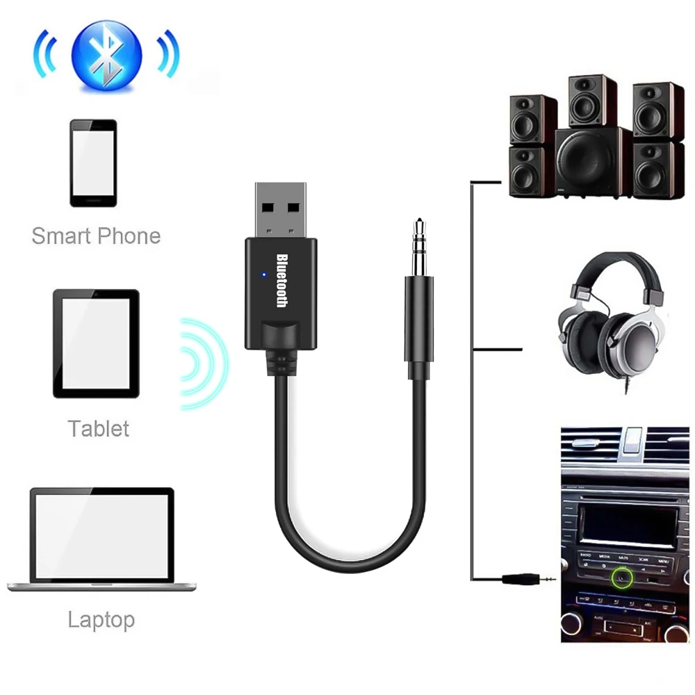 Bluetooth Receiver 3.5MM Jack AUX Audio Auto Stereo Music USB Dongle Adapter Car Kit for Wireless Keyboard FM Radio Speaker