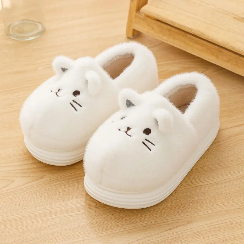 

New men women fuzzy cat slippers closed back furry loafer shoes indoor outdoor kitty slippers slip on shoes winter cloud sliper