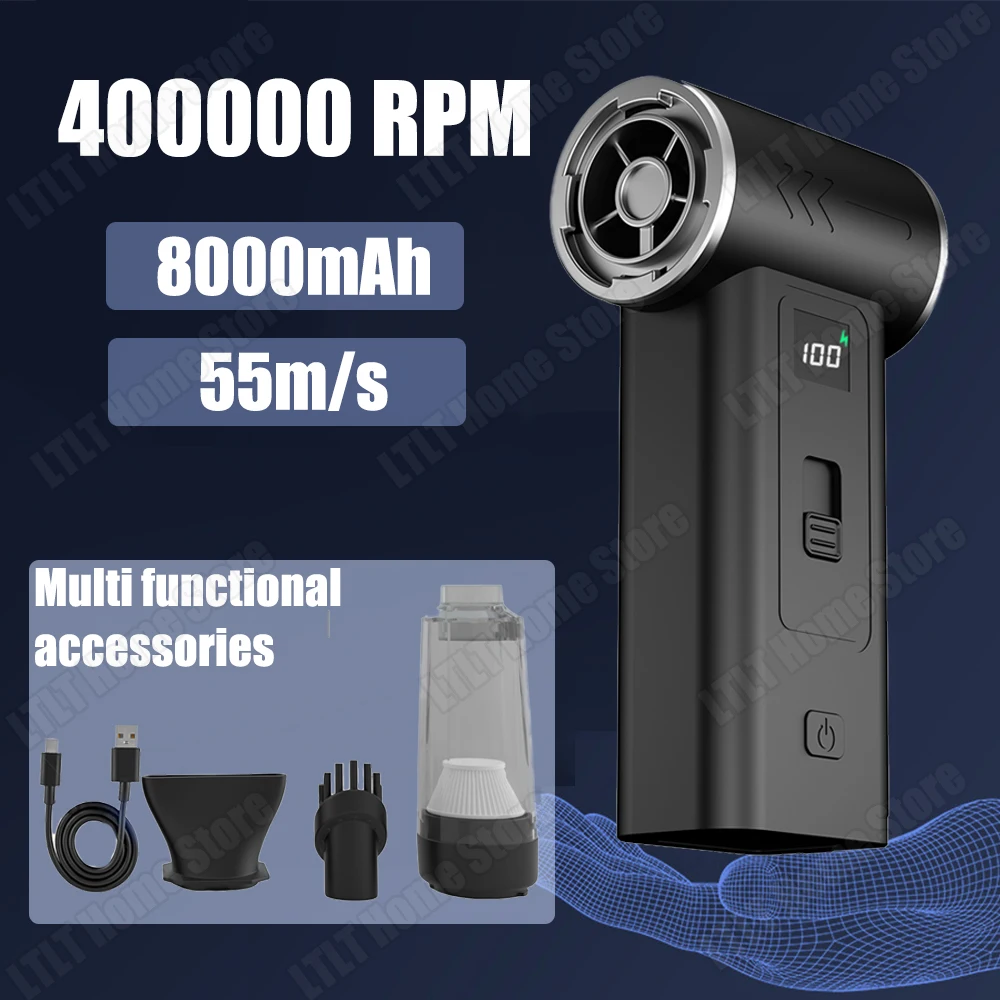 

400000RPM Mini Turbo Jet Fan Electric Air Duster Adjustable wind speed Portable Turbo Violent Blower Rechargeable Car Cleaning