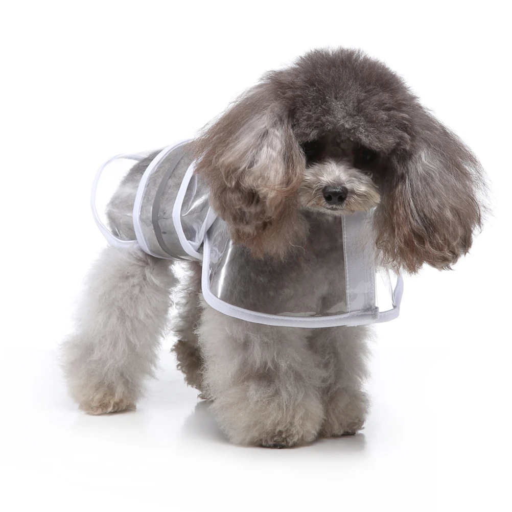 

Pet Raincoat Dog for Rainy Weather with Reflective Strip Stripes Waterproof Puppy Clothes
