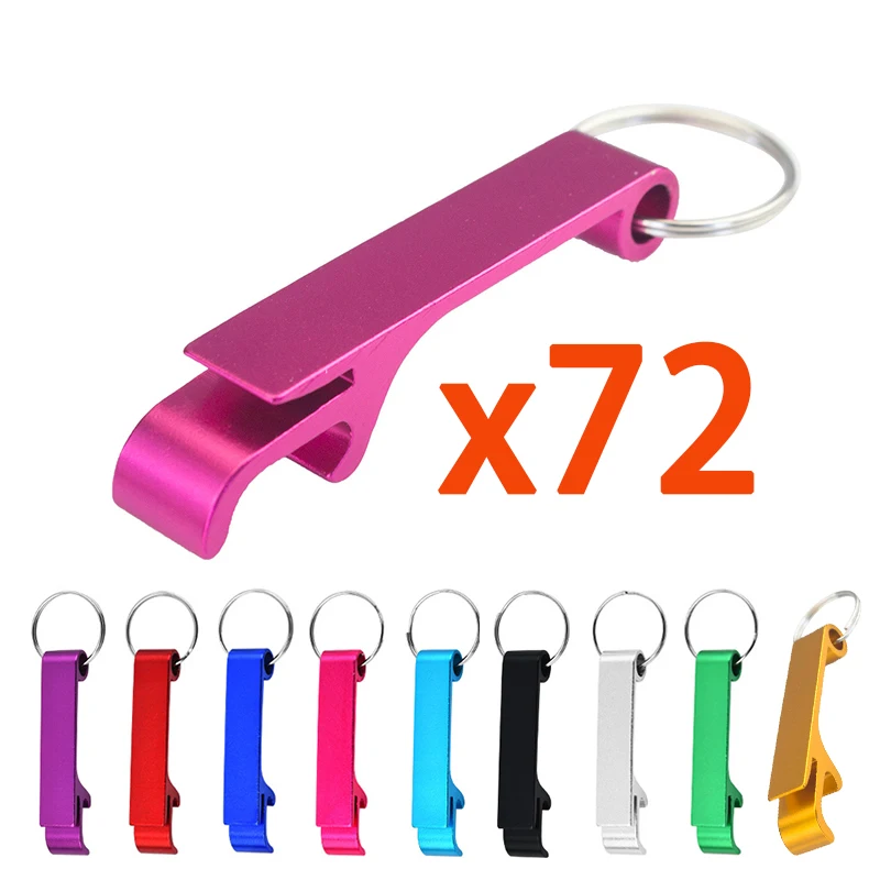 

72Pcs Colored Bottle Opener Key Chain Metal Beer Drink Can Opener Key Chain Aluminum Flat Bottle Opener Keyrings