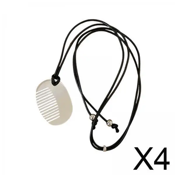

Unique Comb Charm Pendant Necklace Oval White Acetate Minimalist Jewelry Long Sweater Chain for Ladies Birthday Gift