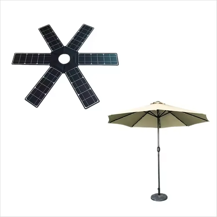 Creative solar beach umbrella new mobile device charger foldable solar panel parasol sun umbrella