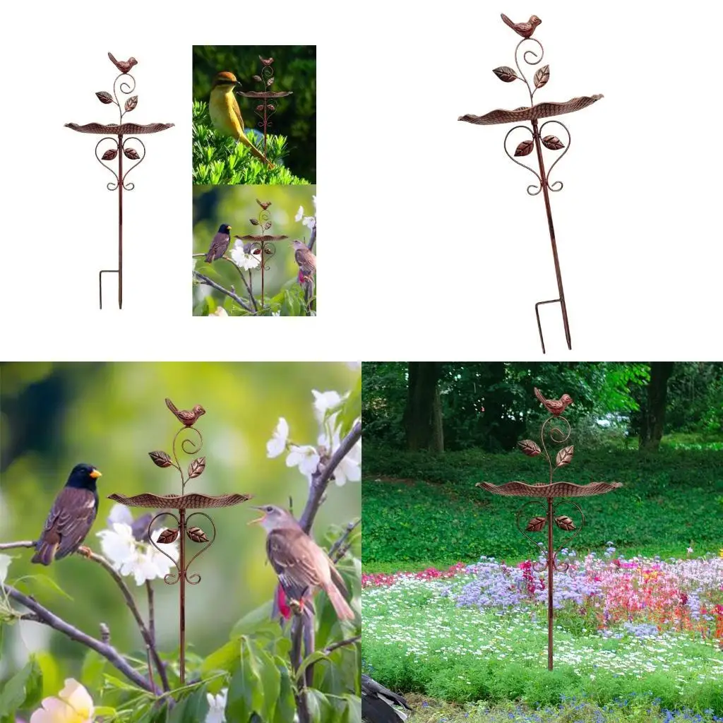

652F Weatherproof Metal Iron Planter Antique Bird Feeder Sculpture Outdoor Decoration