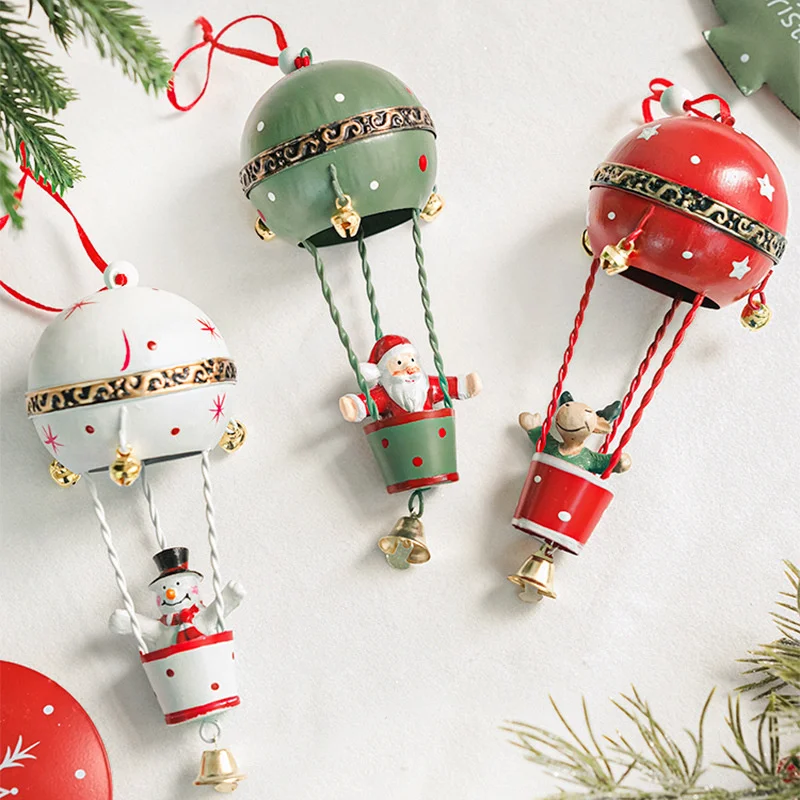 Christmas Ironwork Color Painting Hot Air Balloon Christmas Tree Trinket Creativity Restaurant Bar Cafe Home Festival Decoration