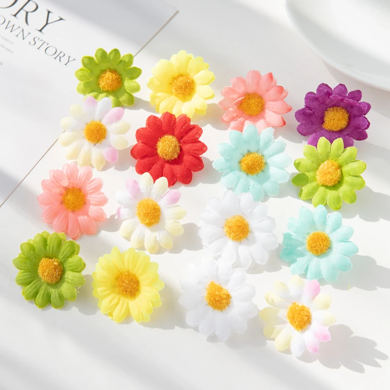 500PC Artificial Flowers 4CM Mini Silk Daisy Party Wedding Decorative Home Decoration Christmas Wreath Fake Sunflower Wholesale