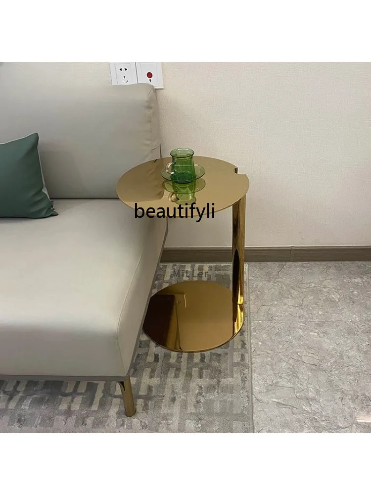 Model Room Modern Simple Stainless Steel C- Shaped Corner Small Apartment Living Room Personalized Creative Small Side Table