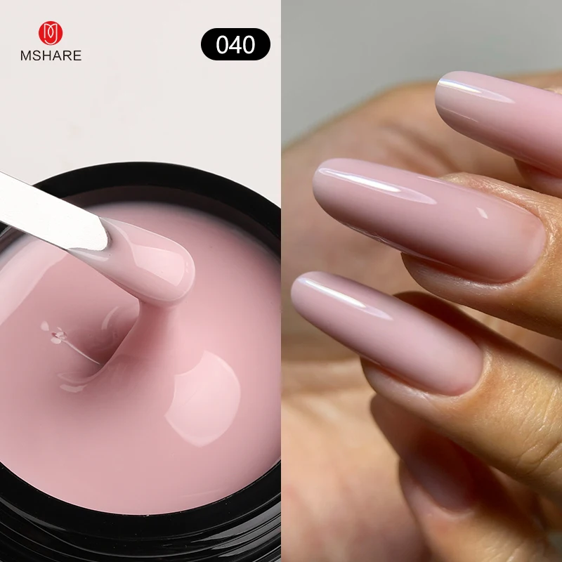 MSHARE 50ml Baby Pink Builder Nails Gel Hema Tpo Free Gel Nail Construction Self Leveling Gel for Nail Extension UV Led image 3
