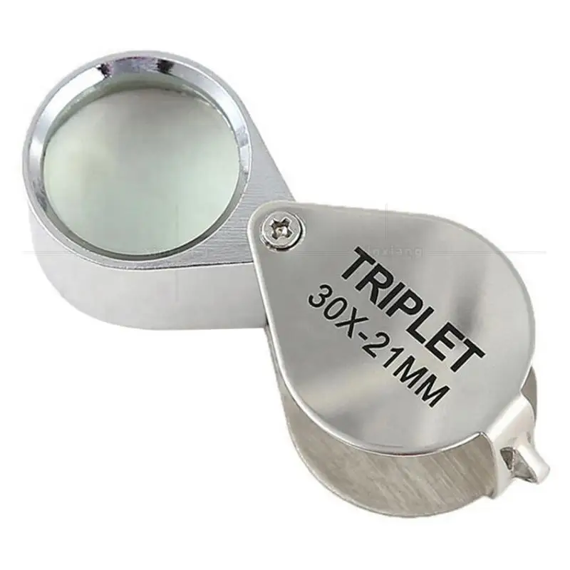 Folding Jewllery Loupe Portable Magnifying Glass Pocket Size Lovely Jewllery Magnifier Glasses 10X 20X 30X Magnification Metal