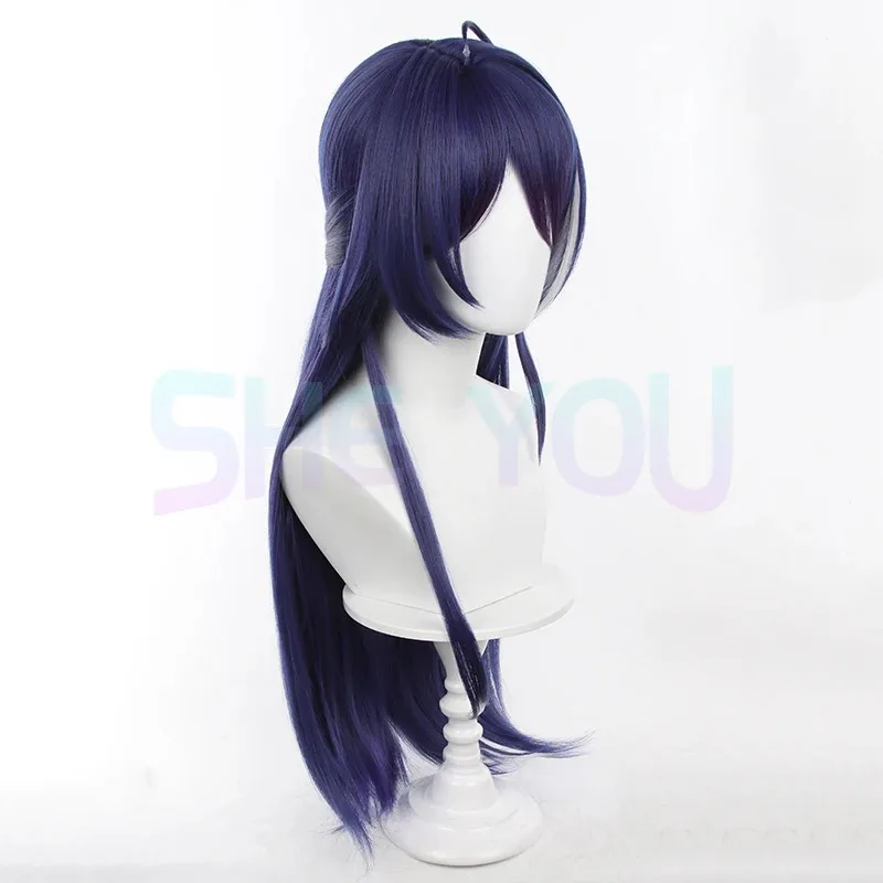 2025 Cosplay Game HSR Acheron Long Purple Blue White Heat Resistant Synthetic Hair Halloween Party Wigs + Wig Cap view 4