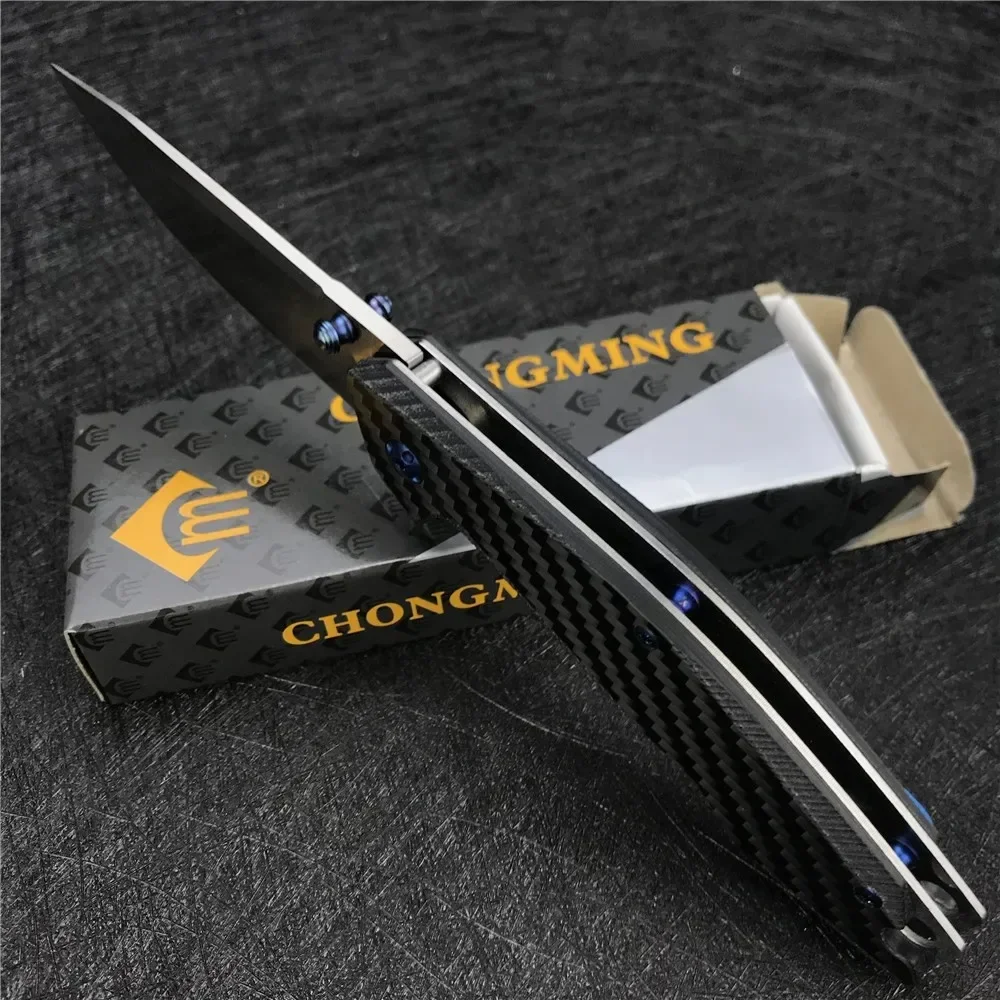 NEW Folding Pocket Knife 8Cr13MoV Steel Carbon Fiber Handle Titanium Outdoor EDC Survival Knives Camping Hunting Pocket Knife