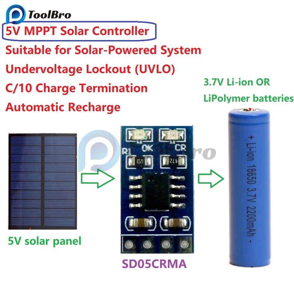 3.7V 4.2V 1A 18650 LiPo-jonowy moduł ładowarki baterii litowej MPPT regulator ładowania słonecznego SD05CRMA bateria słoneczna ładowanie