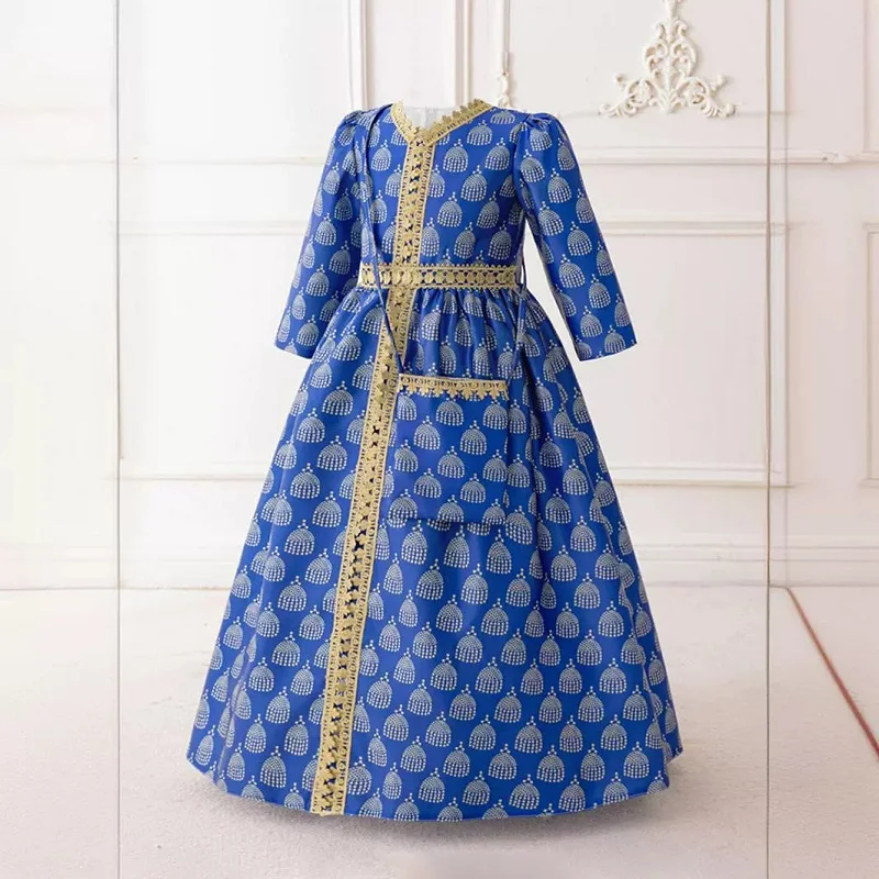 Vêtements arabes du Moyen-Orient pour filles, jupe longue imprimée, robe à la mode, fête d'anniversaire 4-7, jupe de princesse, sac à bandoulière