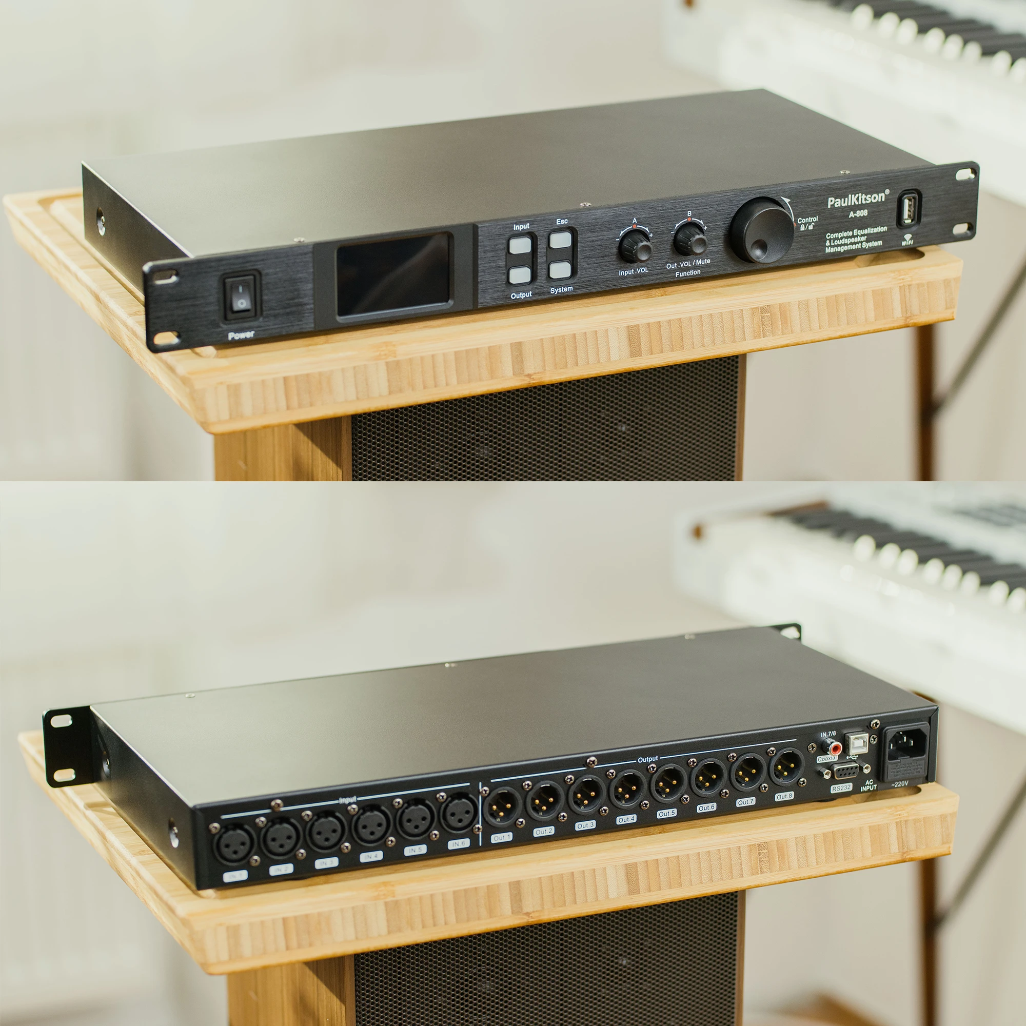 Цифровой профессиональный Аудиопроцессор Paulkitson A808 8 в 8Out 32Bit DSP 7-полосный эквалайзер Wi-Fi USB без шума
