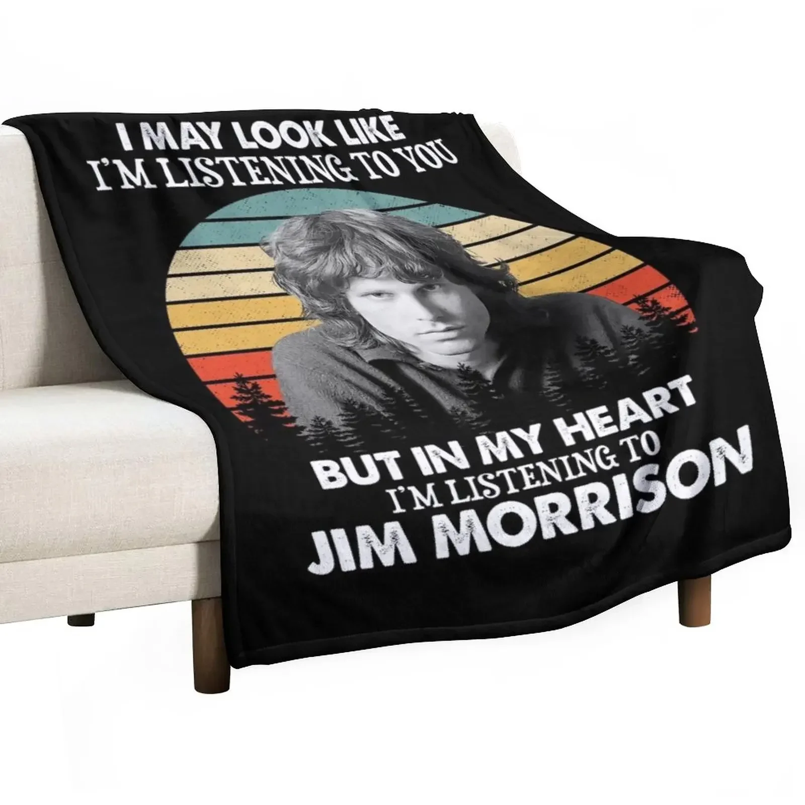 I May Look Like I'm Listening To Jim Blues Morrison Vintage Throw Blanket cosplay anime bed plaid Loose Fashion Sofas Blankets