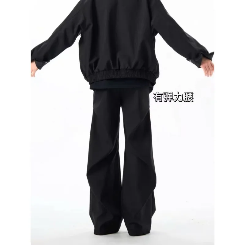 أسود مطوي النمط الأمريكي عارضة السراويل الرجال الجديدة قسط السراويل عارضة السراويل فضفاضة