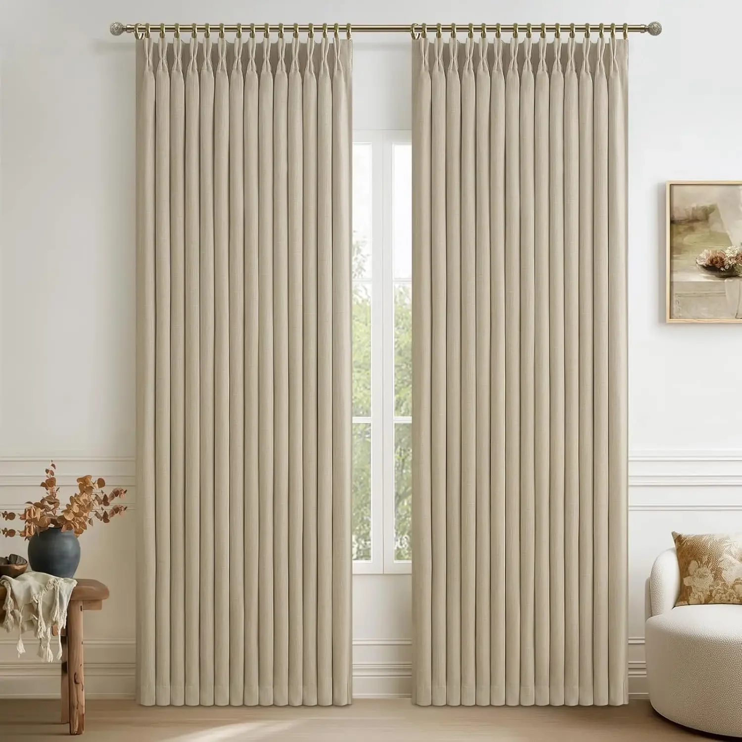 

86 Inch Blackout Patio Sliding Door Curtains, Linen Blend Sound Proof Insulated Window Curtain 2 Panels Set