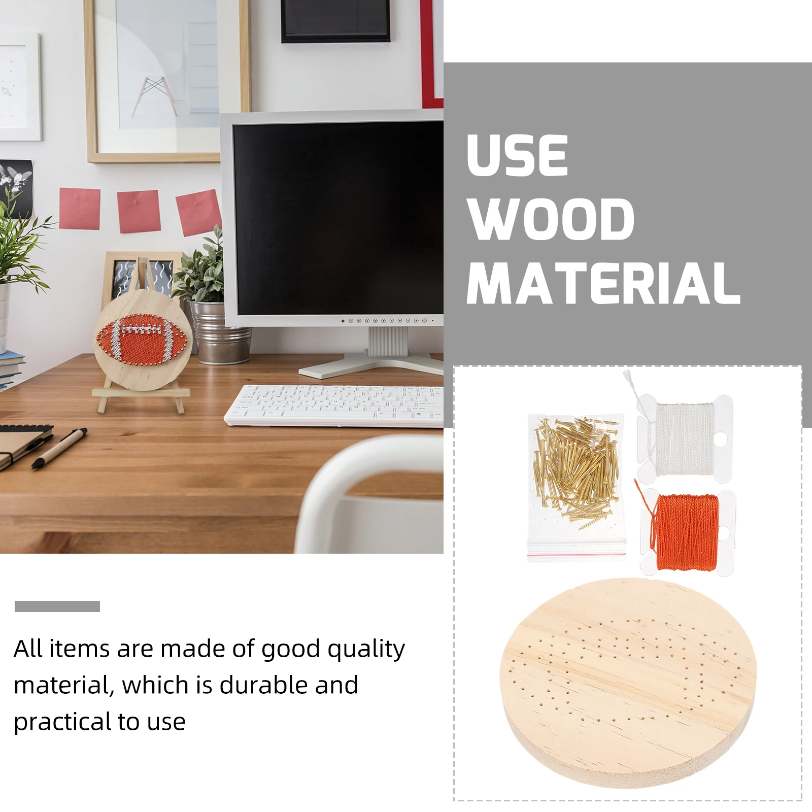 

Wooden Nail String Winding String Painting Material Creative Nail Winding Craft Set Handicraft Ornament Kit