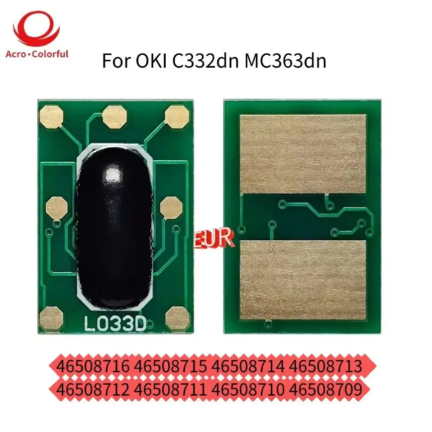 EUR Toner Chip 46508716 46508715 46508714 46508713 Cartridge Chip 46508712 46508711 46508710 46508709 for OKI C332dn MC363dn