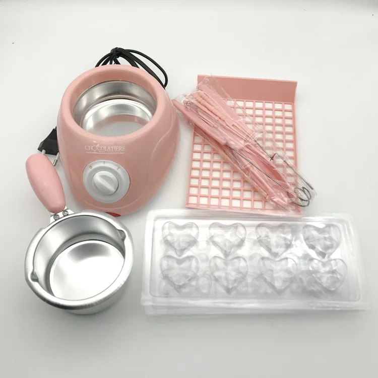 

Electric heating Candy Chocolate Melting Pot Chocolate Fountain DIY Kitchen Tool with Heart-shape Mold for Soap Making