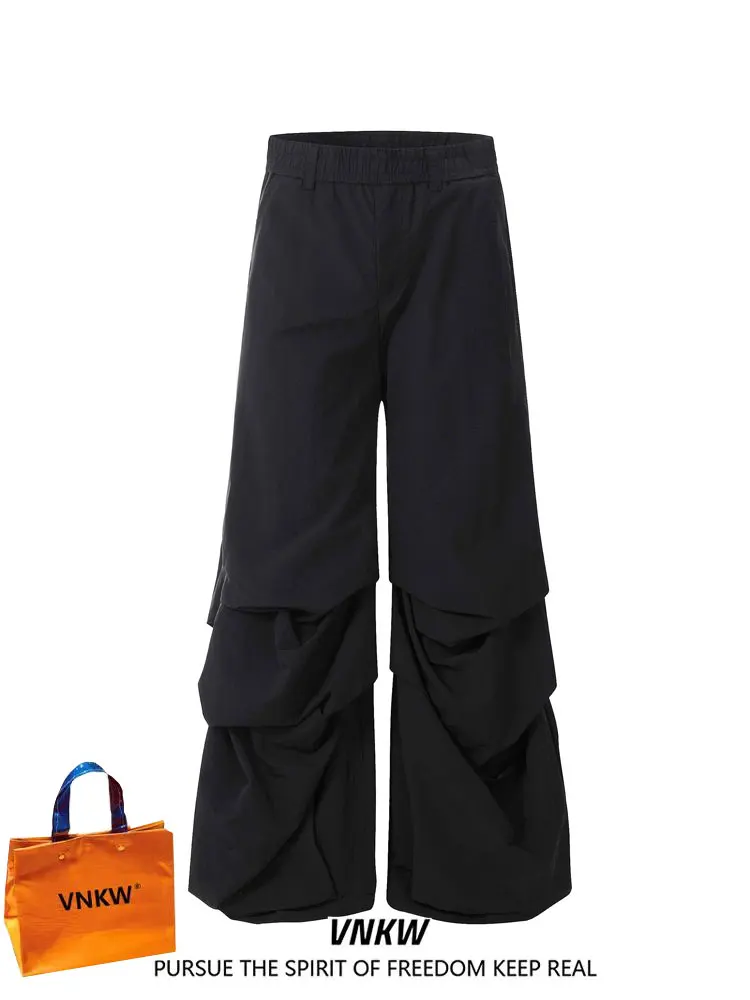 

American Streetwear Loose Men's Casual Pants Bla Long Dra Floor-Length Straight Leg Trousers for Couples Youth Faion