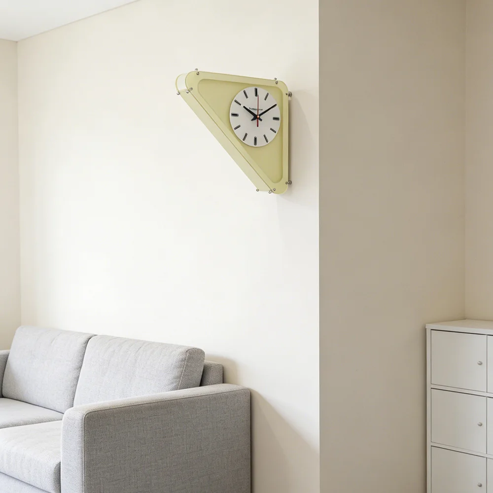 Triangle Double Sided Wall Clock Interior Noiseless Minimalist Vintage Acrylic Clocks Home Decor Clock Living Room Elegant Clock