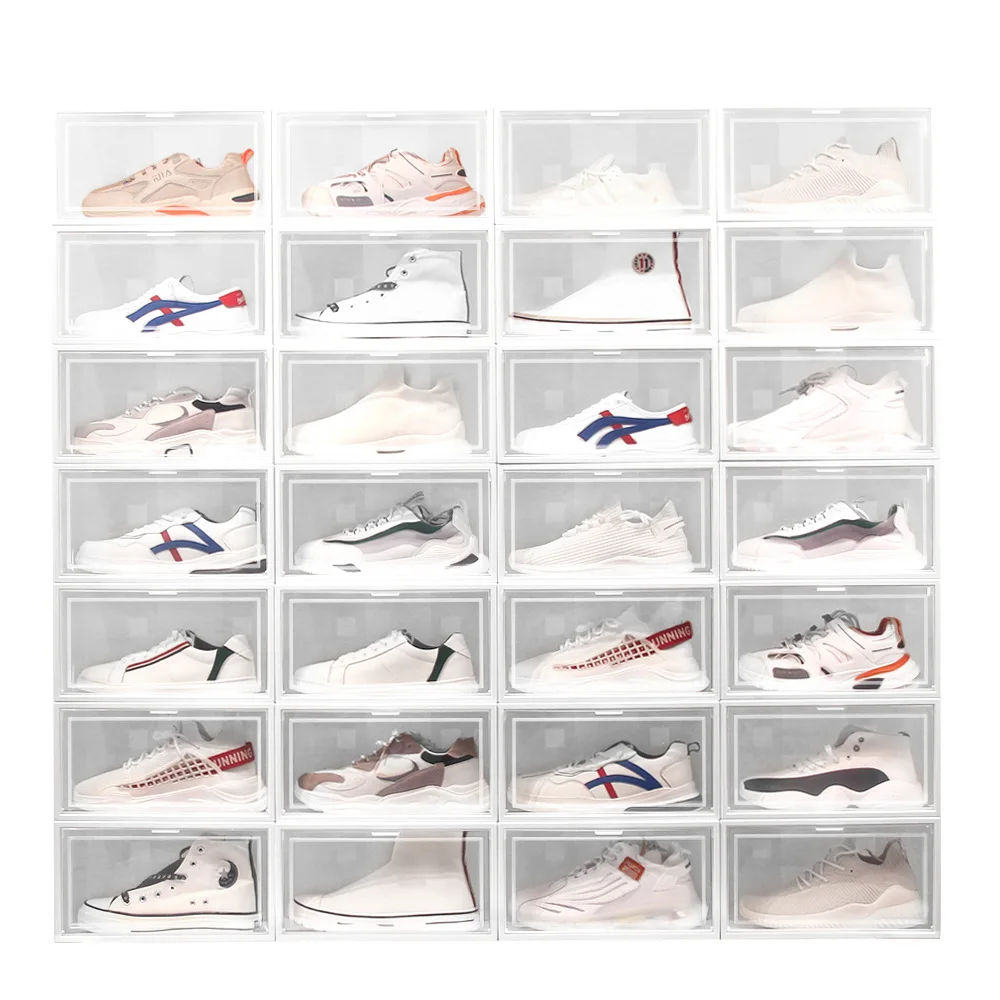 6/4/2pcs Transparent Shoe Box Organizer Shoebox Plastic Foldable Dustproof Storage Box Stackable Shoe box