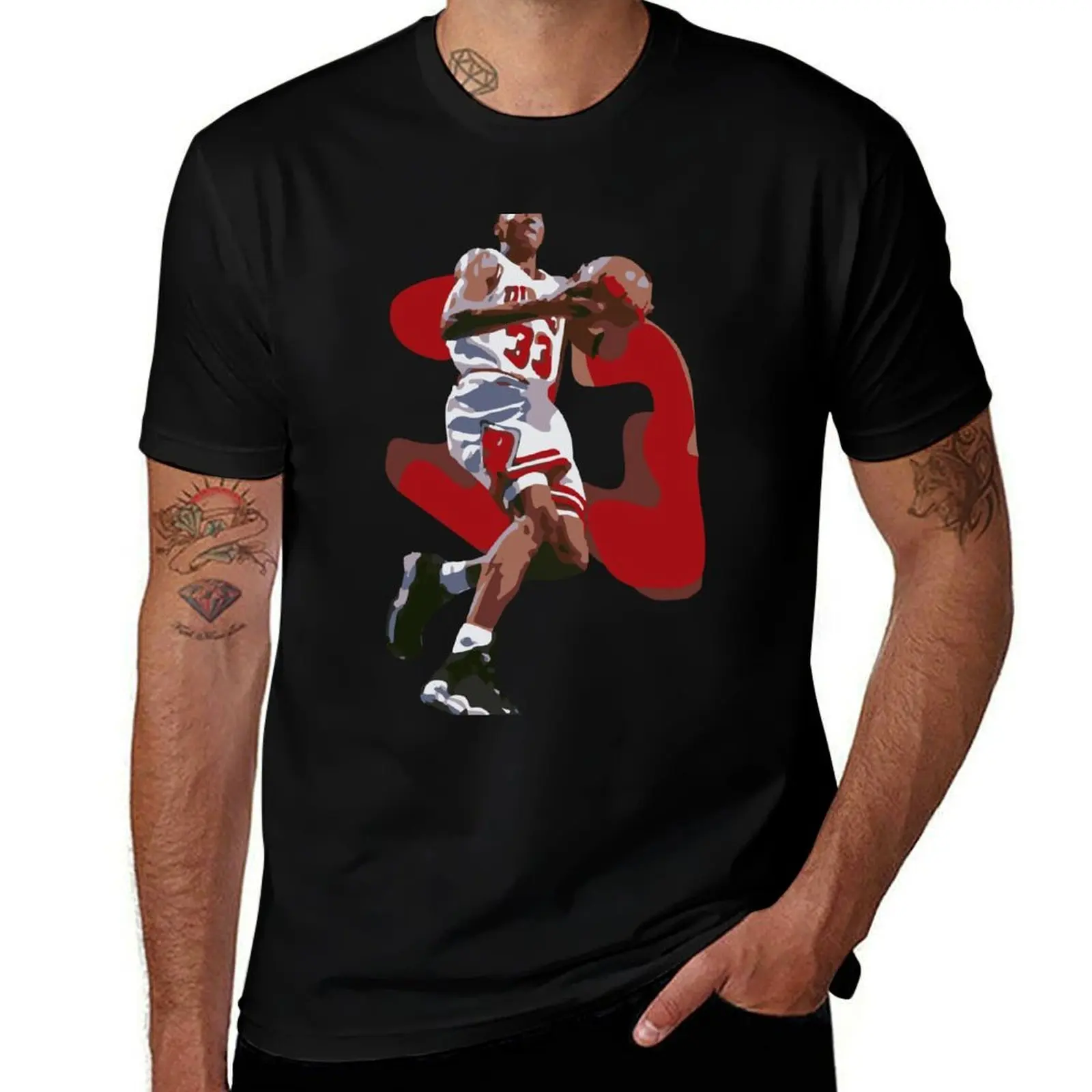 Camiseta ilustrada de la NBA-Scottie Pippen, camisetas para hombre, camisetas de algodón para hombre, camisetas divertidas gráficas, camiseta de humor oscuro